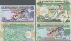 Brunei: Negara Brunei Darussalam / State of Brunei Darussalam extraordinary rare SPECIMEN set with 1, 5, 10, 50, 100, 500, 1000 and 10.000 Ringgit 198...