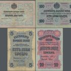 Bulgaria: Very rare set with 8 banknotes comprising 10 Leva Srebro ND(1904) P.3b (VF), 20 Leva Zlato ND(1904) P.9b (F+), 50 Leva Zlato ND(1907) P.10a ...