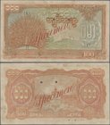 Burma: Japanese Puppet Bank of Burma 100 Kyats ND(1944) SPECIMEN, P.21s1, completely unfolded with a few minor creases in the paper and some tiny pinh...