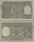 Burma: 100 Rupees ND(1947) with overprint ”BURMA CURRENCY BOARD” on INDIA #20, P.33, lightly toned paper with larger stains at right border and staple...