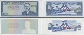 Burundi: Set of 2 progressive proofs of 5000 Francs ND P. 26a(p). The first proof has a complete printed front and back side but is printed without da...