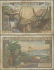 Cameroon: 500 Francs ND(1962), P.11, stained paper with small tear at upper margin and tiny pinholes at center. Condition: F-
 [taxed under margin sy...