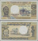 Cameroon: 5000 Francs ND(1974), P.17b, some minor rusty spots and a few pressed folds. Condition: F+/VF. Very Rare!
 [taxed under margin system]