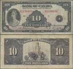 Canada: The Bank of Canada 10 Dollars 1935, P.44, rare issue with folds, minor spots and creases. Condition: F/F+
 [taxed under margin system]