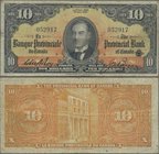 Canada: The Provincial Bank of Canada 10 Dollars 1936, P.S922a, still nice with bright colors, just some spots and several folds. Condition: F
 [taxe...