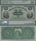 Canada: The Merchants Bank of Halifax 5 Dollars 1896 SPECIMEN, P.S1184s, soft diagonal bend at lower left, PMG graded 58 Choice About Unc EPQ. Extreme...