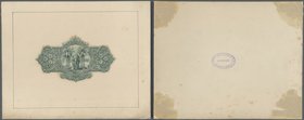 Ceylon: Vignette Proof print on cardboard for the Government of Ceylon for the back side of a 5 Rupee ND(1925) banknote, nice and rare archival item i...