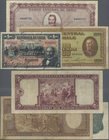 Chile: Nice set with 3 banknotes Republica de Chile 1 Peso 1919 P.15b (F), Banco Central de Chile 1000 Pesos 1947 P.107 (F-) and 5000 Francs ND(1947-5...