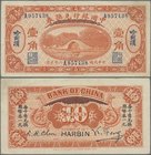 China: 10 Cents = 1 Chiao 1917, HARBIN branch, P.43b, some minor creases in the paper, otherwise unfolded and in aUNC/UNC condition. Very Rare!
 [tax...