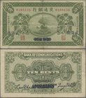 China: Bank of Communications 10 Cents 1925 with place of issue WEIHAWEI / PEKING AND TIENTSIN on back, P.138d, very rare variation of this type, ligh...
