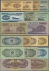 China: China Peoples Republic set with 9 Banknotes series 1953 with 1, 2, 5 Fen, 1 and 5 Jiao, P.860a,b,c, 861a,b, 862a,b, 863a, 865 in F- to UNC cond...