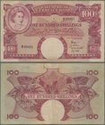 East Africa: The East African Currency Board 100 Shillings ND(1958), P.40, rare banknote with lightly toned paper, some folds and tiny spots. Conditio...