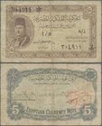 Egypt: 5 Piastres ND(1940), P.165a, graffiti on back, lightly stained, Condition: F
 [taxed under margin system]