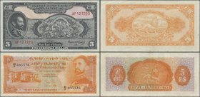 Ethiopia: Pair with 5 Dollars ND(1945) P.13a (VF+) and 5 Dollars ND(1961) P.19 (VF). (2 pcs.)
 [taxed under margin system]