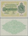 Falkland Islands: The Government of the Falkland Islands 10 Pounds June 5th 1975, P.11a, rare banknote in this great condition, just a very tiny dint ...