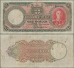 Fiji: Government of Fiji 1 Pound 1950, P.40e, still nice with tiny pinholes ans minor margin split. Condition: F/F+
 [taxed under margin system]