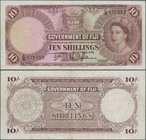 Fiji: 10 Shillings 1965, P.52e, great original shape with strong paper, just some folds and creases and a few minor spots. Condition: VF.
 [taxed und...