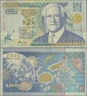 Fiji: Reserve Bank of Fiji 2000 Dollars ”Millennium” Commemorative Issue 2000, P.103, highest denomination of the banknotes of the Fiji Islands and a ...