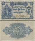 Finland: Finlands Bank 500 MArkkaa 1898, P.8c, highly rare banknote in excellent condition, just a few folds, tiny spots and lightly toned paper. Cond...