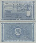 Finland: 500 Markkaa 1944, Litt. B, P.89, great original shape with a vertical fold at center only, otherwise perfect. Condition: XF+
 [taxed under m...