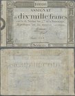 France: Assignat 10.000 Frans 1795 P. A82 in used condition with several folds, no large damages, condition: F.
 [taxed under margin system]