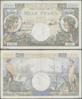 France: set of 5 MOSTLY CONSECUTIVE notes 1000 Francs ”Commerce & Industrie” 1940-44 P 96, from S/N 035256481 to - 506, with only a few notes missing ...