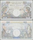 France: set of 3 CONSECUTIVE notes 1000 Francs ”Commerce & Industrie” 1940-44 P. 96, from S/N 009192629 to - 631, folds in paper, all notes without pi...