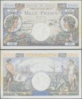 France: set of 9 MOSTLY CONSECUTIVE notes 1000 Francs ”Commerce & Industrie” 1940-44 P. 96, from S/N 008004043 to - 061, with only a few notes missing...
