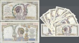 France: large lot of 10 CONSECUTIVE notes of 5000 Francs ”Victoire” 1942 P. 97 numbering from 26570946 to - 955, all from the same bundle, same series...