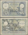 France: Trésor Central 500 Francs 1943, overprint ”TRESOR” on Algeria #93, P.111, issued in Corsica, still nice and very rare with a few small border ...