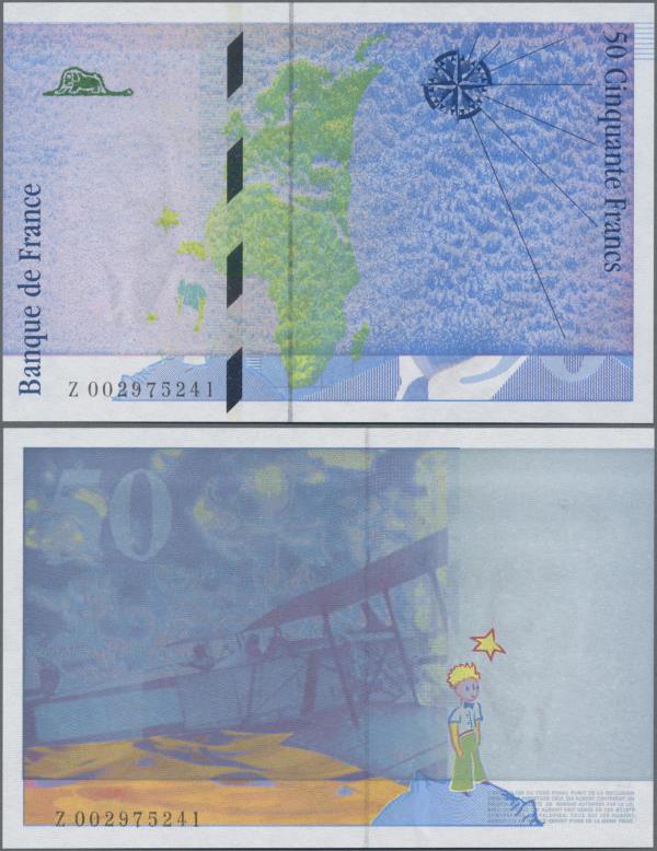 France: Banque de France 50 Francs (1992), series ”Z” proof with underprint colo...