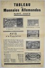 France: Poster from the time of the German occupation of France in World War II with the announcement of banknotes in circulation of the Reichskreditk...