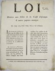France: Poster with the legal text announcing the issue of banknotes, dated 1792 the fourth year of freedom with some stains and tears but still excel...