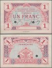 French Equatorial Africa: Gouvernement Général de l'Afrique Équatoriale Française 1 Franc ND(1917) SPECIMEN, P.2s with punch hole cancellation and wit...