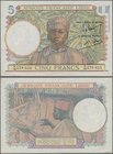 French Equatorial Africa: Afrique Française Libre 5 Francs ND(1941), P.6, tiny dint at lower left, otherwise perfect. Condition: aUNC/UNC.
 [taxed un...