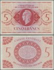French Equatorial Africa: Caisse Centrale de la France d'Outre-Mer 5 Francs 1944 without serial number and signature at left: Postel-Vinay, P.15c, str...