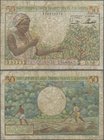 French Equatorial Africa: Institut d'Émission de l'Afrique Équatoriale Française et du Cameroun 50 Francs ND(1957), P.31, toned paper with many folds ...