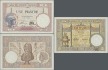 French Indochina: Banque de l'Indo-Chine set with 6 banknotes of the ND(1921-39) issue with 2x 1, 2x 5, 20 and 100 Piastres, P.48a,b, 49a,b, 50, 51d i...