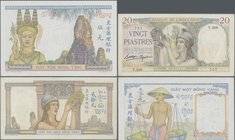 French Indochina: Banque de l'Indo-Chine very nice set with 10 banknotes of the ND(1932-49) issue with 5 Piastres P.53a (F), 4x 1 Piastre P.54b,c,d,e ...