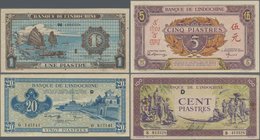 French Indochina: Banque de l'Indo-Chine, very nice lot with 17 banknotes of the ND(1942-45) first issue comprising 3x 1 Piastre P.58a,b,c (F/VF), 3x ...