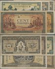 French Indochina: Banque de l'Indochine set with 5 banknotes of the ND(1942-45) second issue with 3x 20 and 2x 100 Piastres P.70, 71, 73 in F to UNC c...