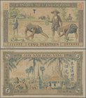 French Indochina: Banque de l'Indochine 5 Piastres ND(1944), P.75 with repaired parts at upper margin and left border, otherwise Condition: VF. Rare!...