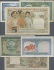 French Indochina: Institut d'Émission des États du Cambodge, du Laos et du Vietnam – Laos issue, set with 3 banknotes 1 Piastre ND(1954) P.100 (XF), 5...