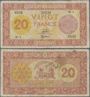 French Somaliland: Banque de l'Indochine 20 Francs ND(1945), P.15, still nice and intact, stained on back and small margin split. Condition: F
 [taxe...