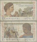 French Somaliland: Banque de l'Indochine 100 Francs ND(1946), P.19A, lightly toned and stained paper, rusty spots. Condition: F
 [taxed under margin ...