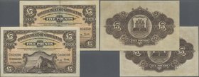 Gibraltar: Very nice and rare pair of the 5 Pounds June 1st 1942 issue, P.16a, printed by Waterlow & Sons. Great condition for both notes with strong ...