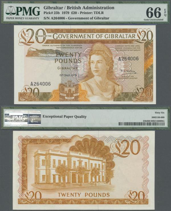 Gibraltar: Government of Gibraltar 20 Pounds September 15th 1979, P.23b in perfe...