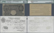 Great Britain: 10 Pounds 1937 BERNHARD forgery with signature Peppiatt P.336x (aUNC) and 1 Pound ”Axis Propaganda Note” P.NL (SB 192) PMG 64. (2 pcs.)...