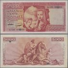 Greece: 5000 Drachmai ND(1945) SPECIMEN, P.173s with serial number A-120 000000, black overprint ”Specimen” and perforation ”Cancelled” and ”Specimen”...