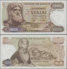 Greece: 1000 Drachmai 1970 SPECIMEN, P.198bs, serial number 00A 000000 and red overprint ”Specimen”, tiny dint at lower right, otherwise perfect. Cond...